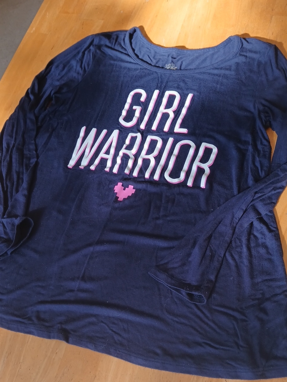 Justice Navy Long Sleeve Top with Pink Accents